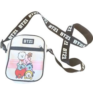 🌈 6/$60 BT21 Characters Athletic Crossbody Bag White Strap Black And White